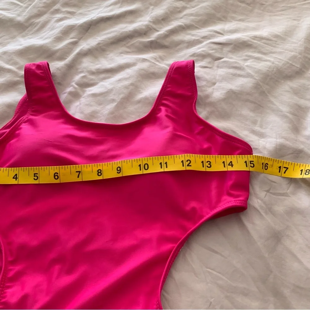 Pink Red‎ Colorblock Cutout Monokini Tie Waist Swimsuit Large